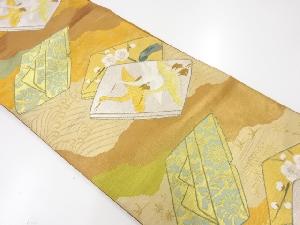 アンティーク　川島織物製　群鶴に枝梅模様織出し袋帯（材料）